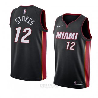 Camiseta Miami Heat Jarnell Stokes #12 Icon 2018 Negro