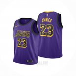 Camiseta Nino Los Angeles Lakers LeBron James #23 Ciudad 2019-20 Violeta