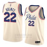 Camiseta Philadelphia 76ers Richaun Holmes #22 Ciudad 2018 Crema