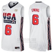 Camiseta USA 1992 Patrick Ewing #6 Blanco