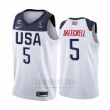 Camiseta USA Donovan Mitchell #5 2019 FIBA Basketball USA Cup Blanco