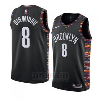 Camiseta Brooklyn Nets Spencer Dinwiddie #8 Ciudad 2019 Negro