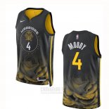 Camiseta Golden State Warriors Moses Moody #4 Ciudad 2022-23 Negro