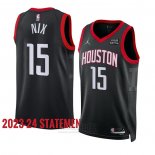 Camiseta Houston Rockets Daishen Nix #15 Statement 2023-24 Negro