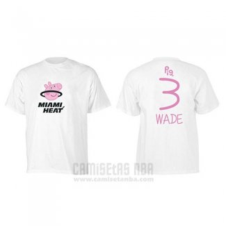 Camiseta Manga Corta Dwyane Wade Miami Heat Blanco Peppa Pig Cruzado