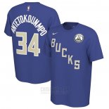 Camiseta Manga Corta Giannis Antetokounmpo Milwaukee Bucks Azul 2019-20 Ciudad