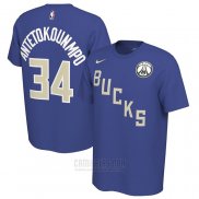 Camiseta Manga Corta Giannis Antetokounmpo Milwaukee Bucks Azul 2019-20 Ciudad