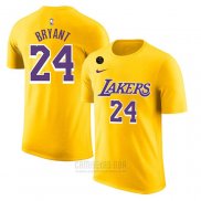 Camiseta Manga Corta Kobe Bayant 24 Los Angeles Lakers Amarillo Commemorativo