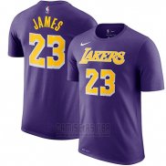 Camiseta Manga Corta Lebron James Los Angeles Lakers 2019 Violeta