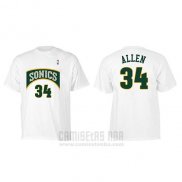 Camiseta Manga Corta Ray Allen Seattle SuperSonics Blanco Retro