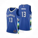 Camiseta Milwaukee Bucks Jordan Nwora #13 Ciudad 2022-23 Azul