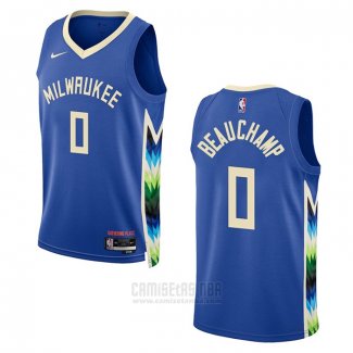 Camiseta Milwaukee Bucks Marjon Beauchamp #0 Ciudad 2022-23 Azul