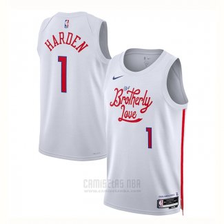 Camiseta Philadelphia 76ers James Harden #1 Ciudad 2022-23 Blanco