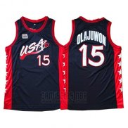 Camiseta USA 1996 Hakeem Olajuwon #15 Negro