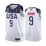 Camiseta USA Jaylen Brown #9 2019 FIBA Basketball USA Cup Blanco